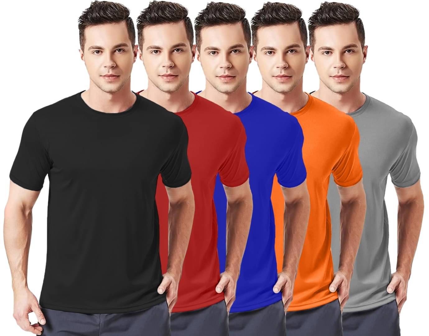 Leotude Men Polyester Regular Fit Solid T-Shirt ( Multicolor1 ) Leotude Men Polyester Regular Fit Solid T-Shirt ( Multicolor1 )