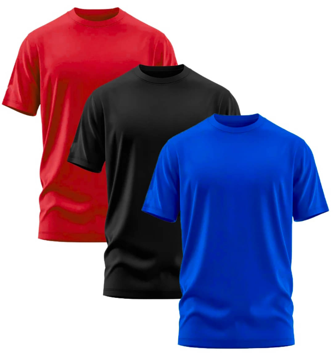 Leotude Men Polyester Regular Fit Solid T-Shirt ( Multicolor1 ) Leotude Men Polyester Regular Fit Solid T-Shirt ( Multicolor1 )