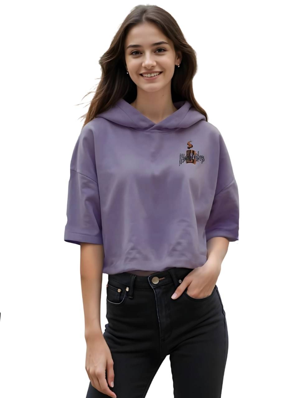 Looks United Women's Cotton Crop Top ( Purple )     			Looks United Women's Cotton Crop Top ( Purple )