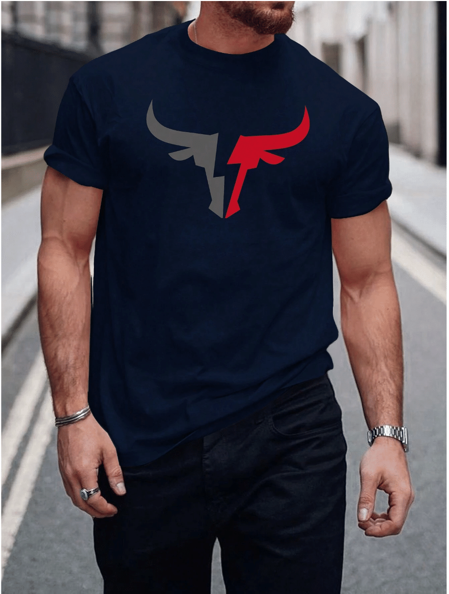     			MD By Mathra Dass Men Cotton Blend Regular Fit Printed T-Shirt ( Navy )