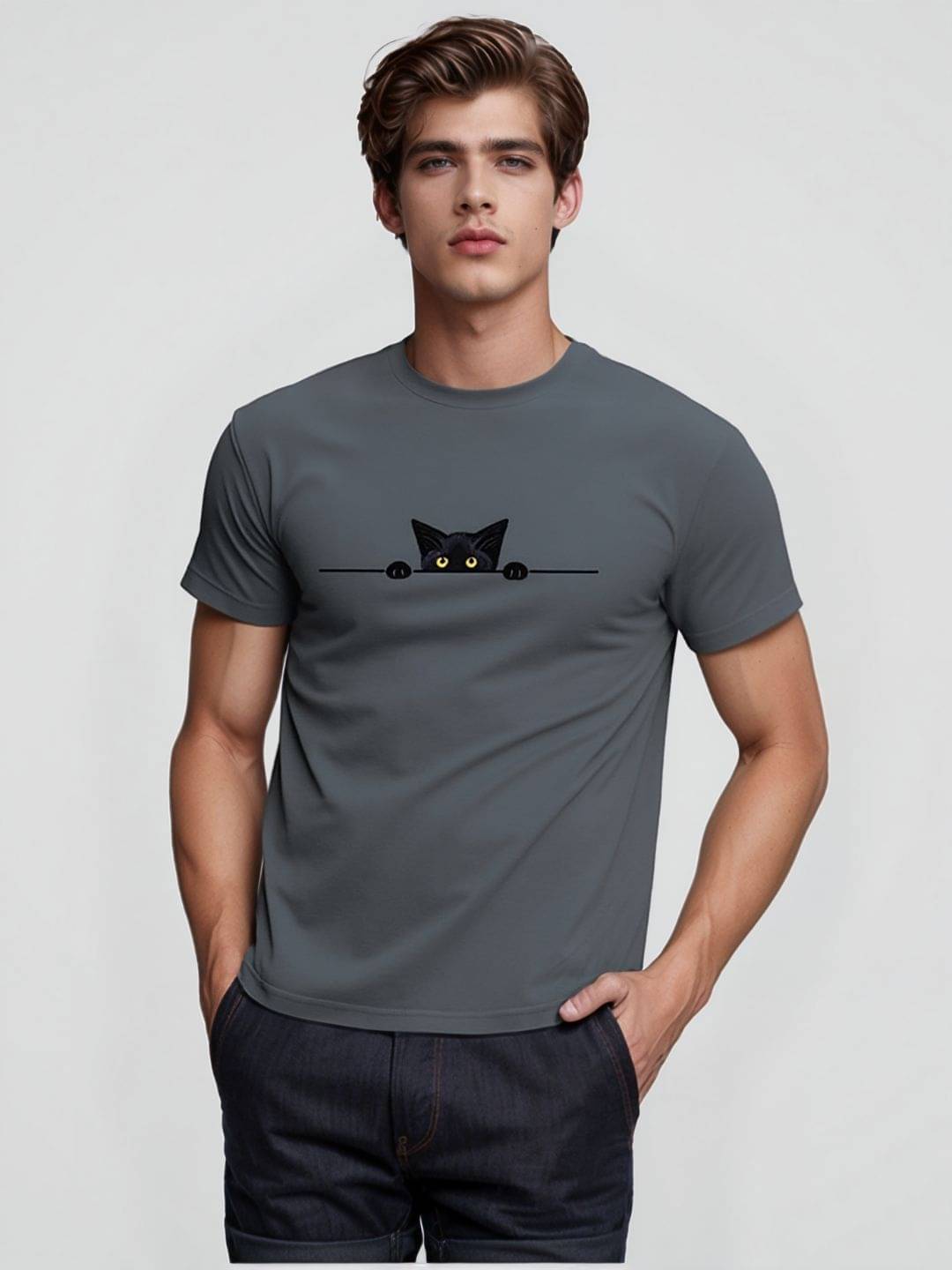 MD By Mathra Dass Men Cotton Blend Regular Fit Printed T-Shirt ( Grey ) MD By Mathra Dass Men Cotton Blend Regular Fit Printed T-Shirt ( Grey )