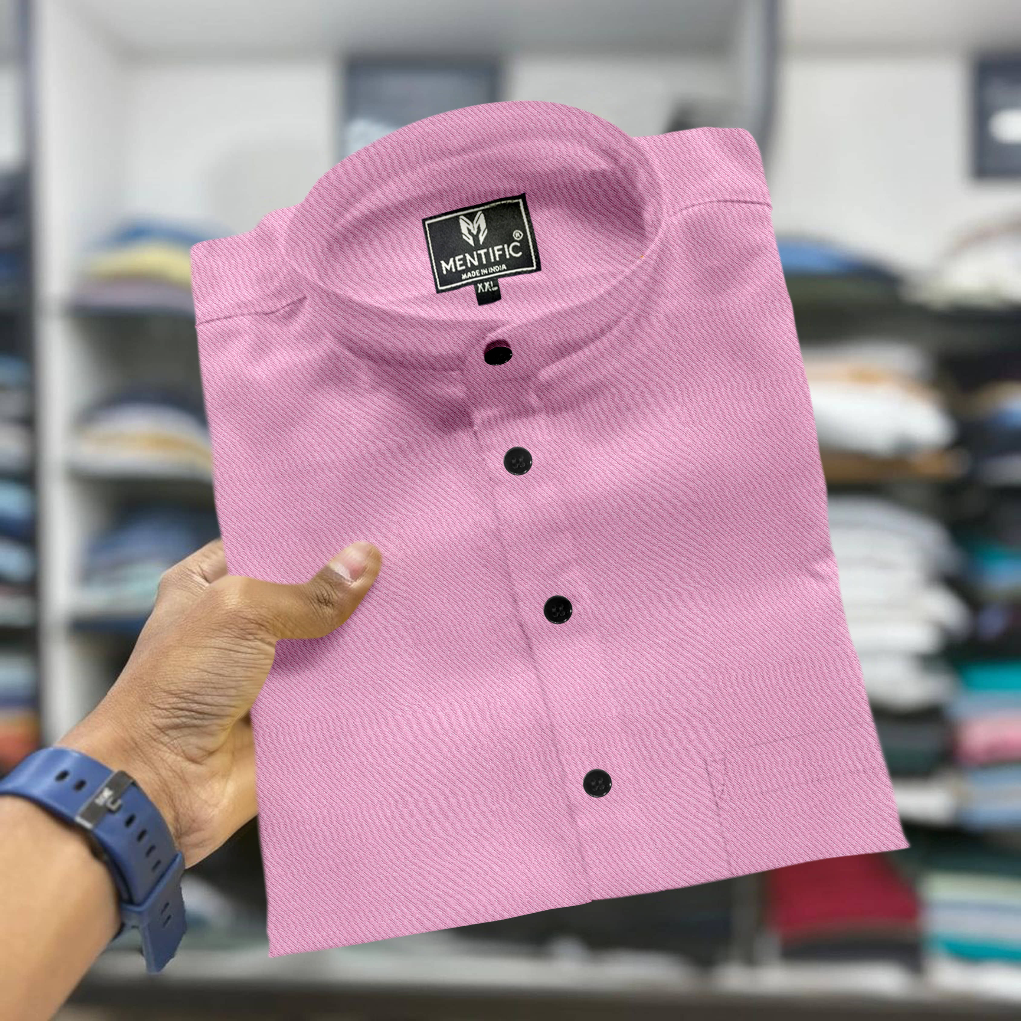 MENTIFIC Cotton Blend Plain Regular Kurta For Men ( Pink ) - Kurtas & Kurta Sets | Buy online on ZillyBuy