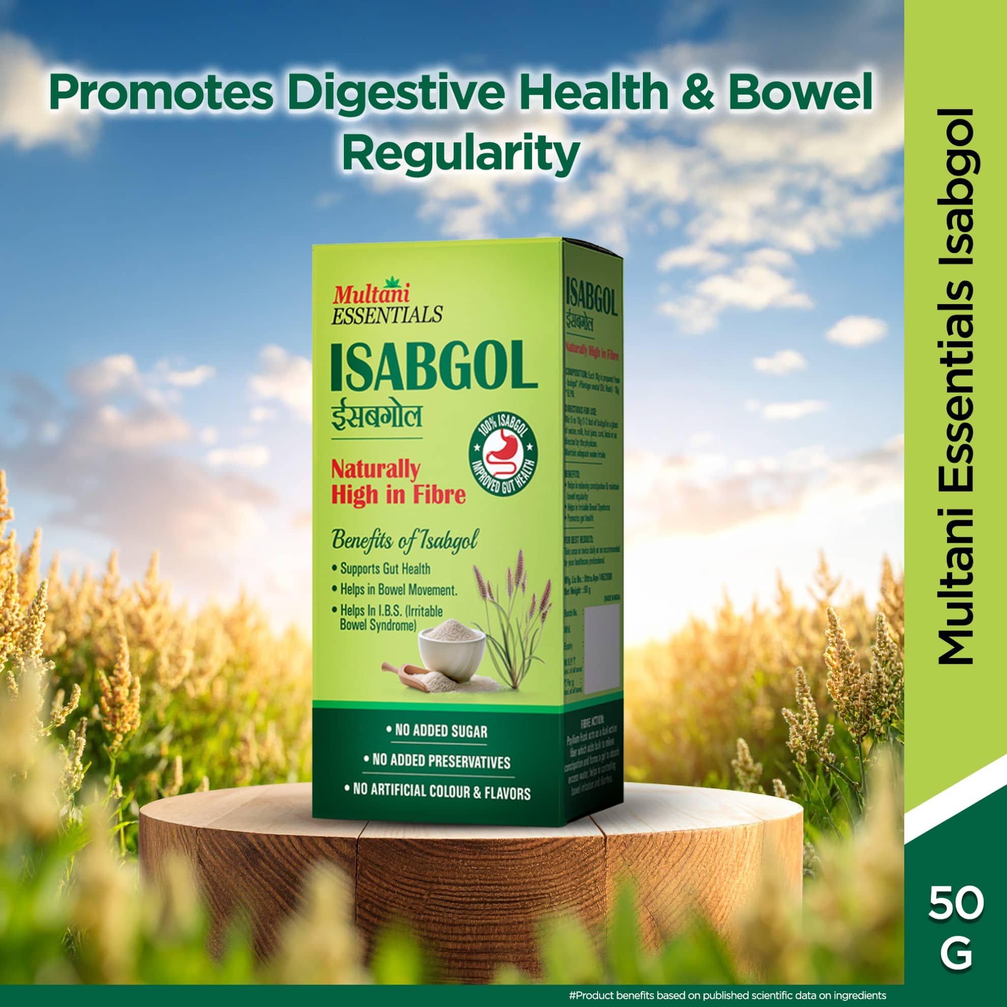 Multani Essentials Isabgol Powder for Digestive Health & Bowel Irregularity 50gm (Pack of 3)