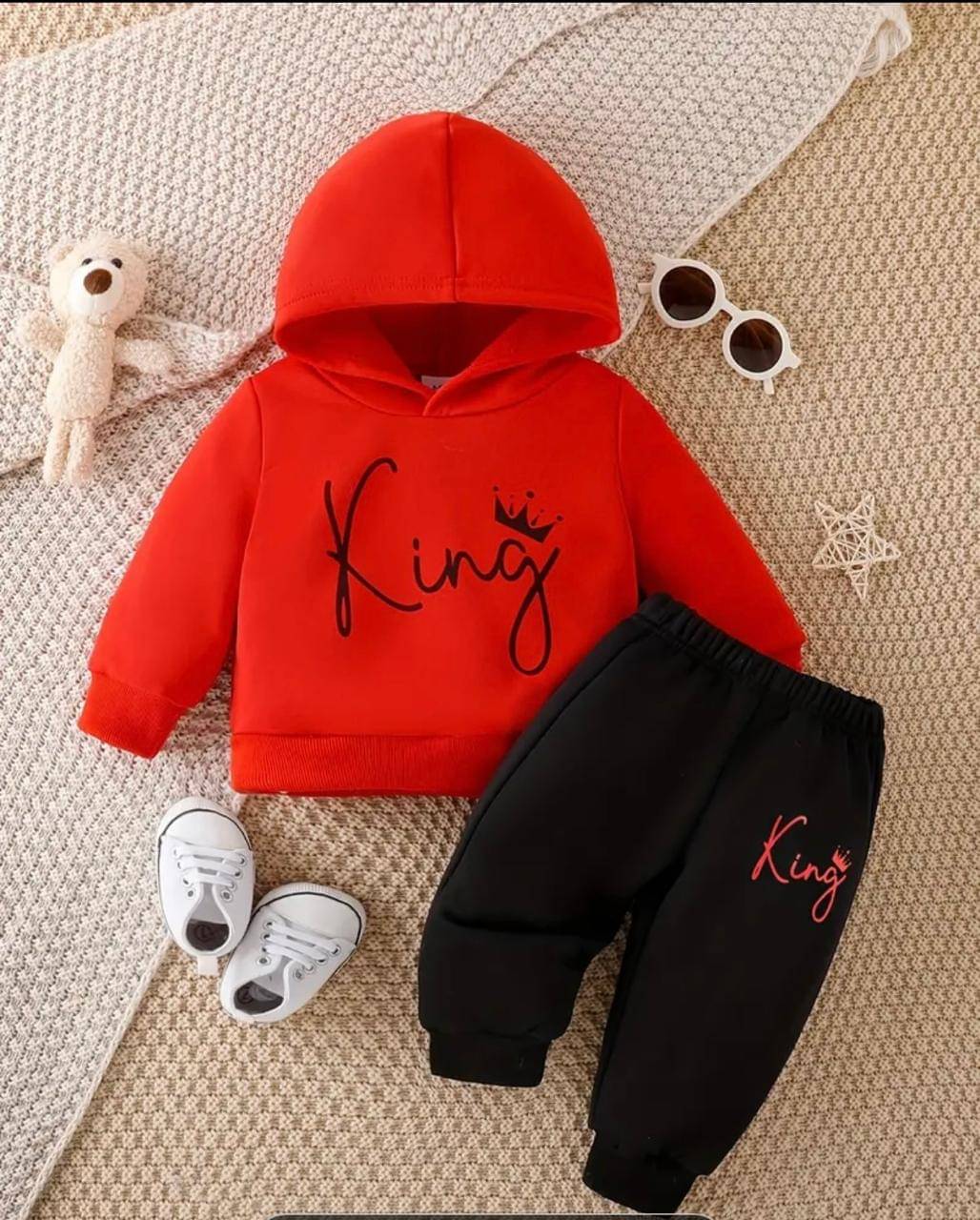    			NIMISHAGARMENTS Pack of 1 Baby Boys Cotton Sweatshirt & Joggers Set ( Red )