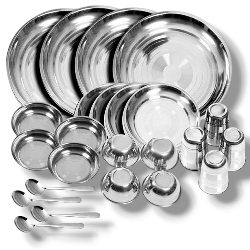 Okko Plain Stainless Steel Dinner Set ( Pack of 24 ) Silver Okko Plain Stainless Steel Dinner Set ( Pack of 24 ) Silver