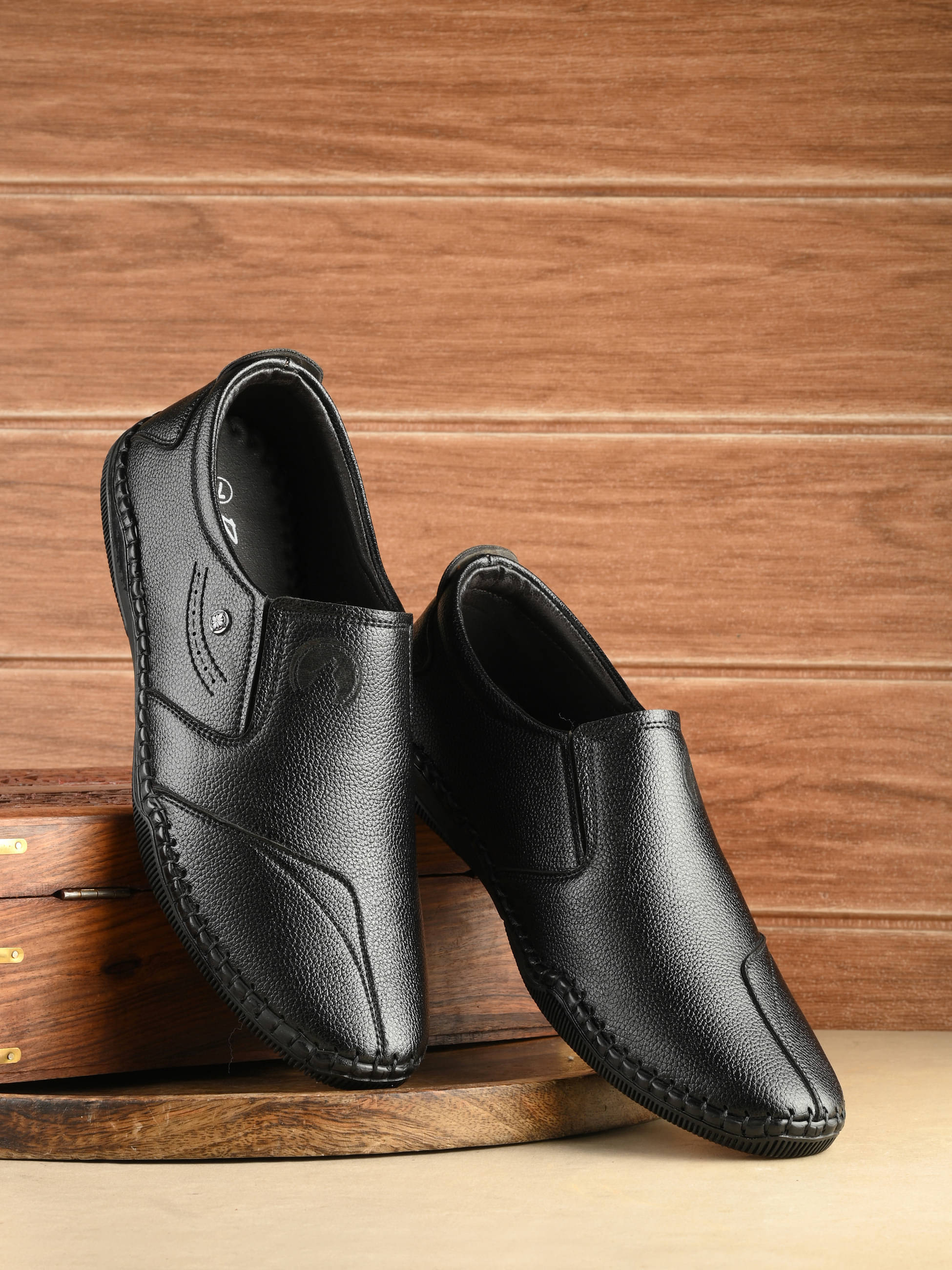 Rising Wolf Black Men's Slip On Formal Shoes Rising Wolf Black Men's Slip On Formal Shoes
