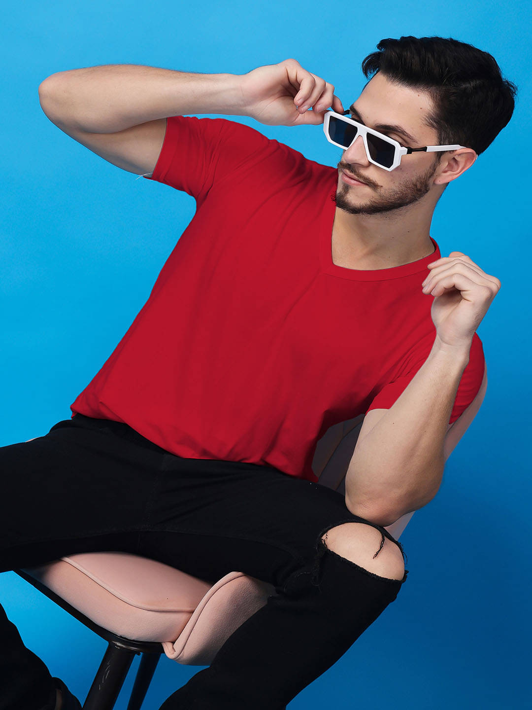 SWIFTLY Men Cotton Regular Fit Solid T-Shirt ( Red ) SWIFTLY Men Cotton Regular Fit Solid T-Shirt ( Red )