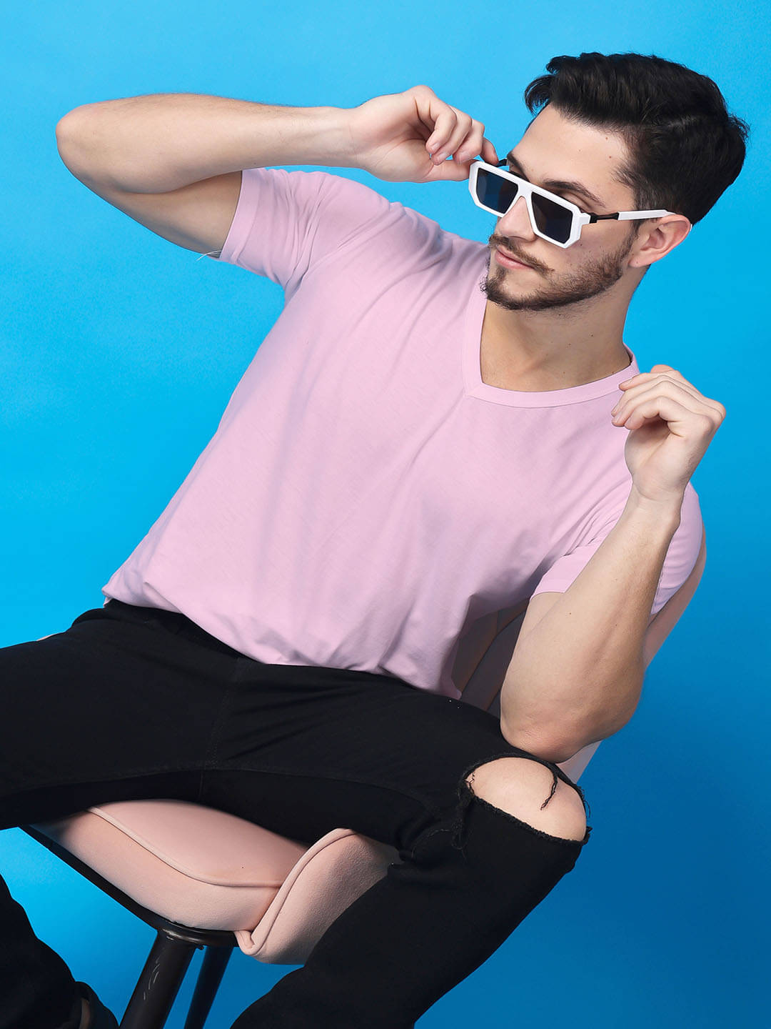     			SWIFTLY Men Cotton Regular Fit Solid T-Shirt ( Pink )