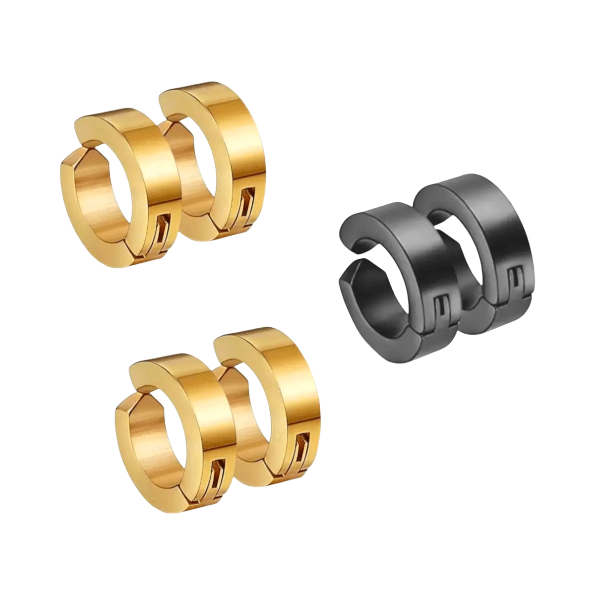     			Shree Ju Trending Golden Black Non Piercing Bali Combo For Men Women Boys Girls (3 Sets)