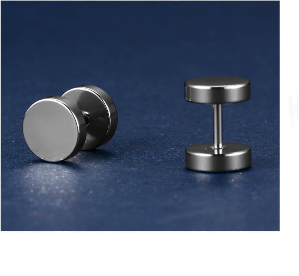 Shree Ju Trending Silver Round Barbell Dumbbell Screw Back Bali For Men Women Unisex Shree Ju Trending Silver Round Barbell Dumbbell Screw Back Bali For Men Women Unisex