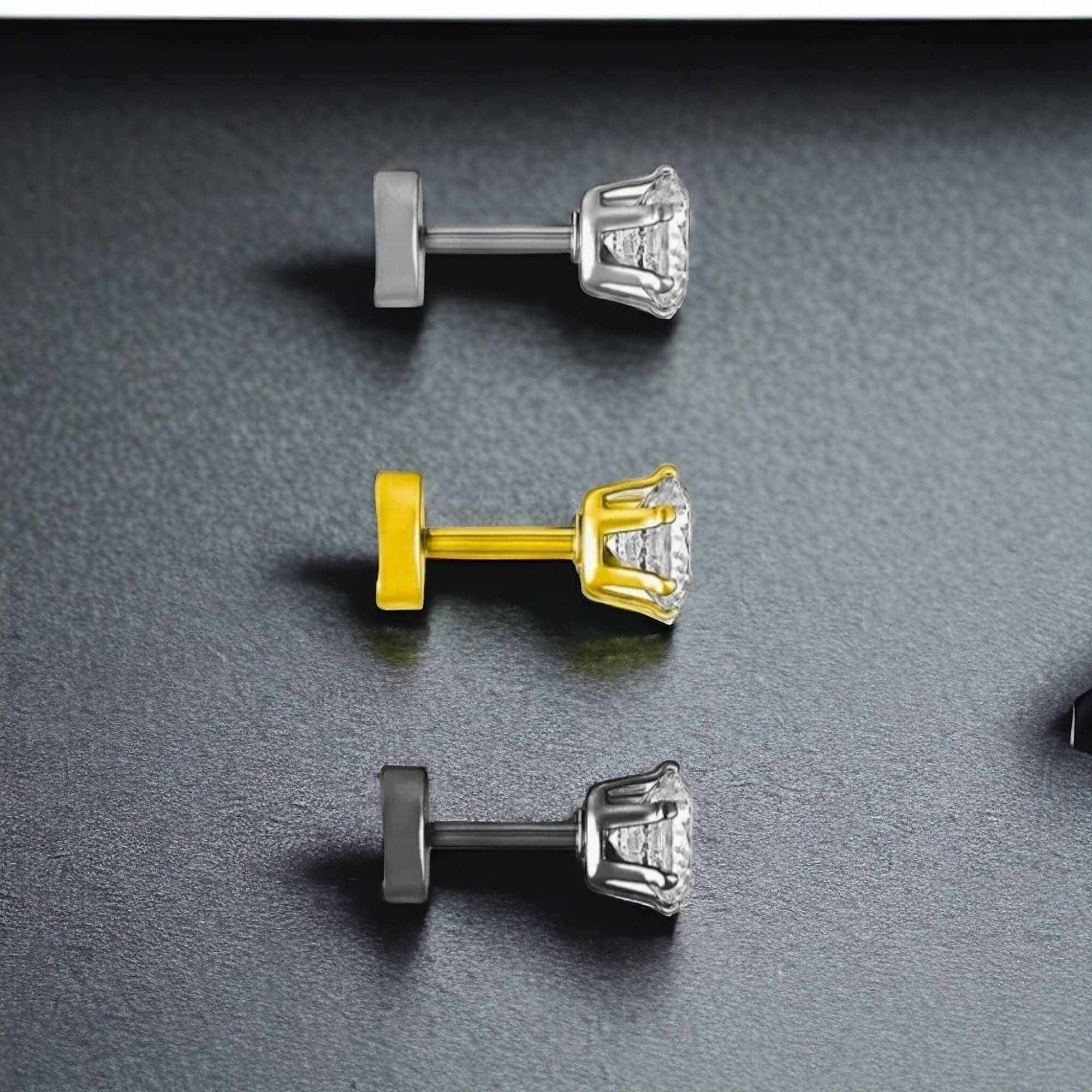 Shree Ju Trendy Silver Black Gold Solitaire Single Stone Bali Combo For Men Women (3 Pcs) Shree Ju Trendy Silver Black Gold Solitaire Single Stone Bali Combo For Men Women (3 Pcs)