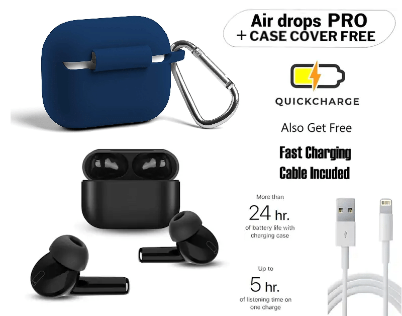     			TWS Wireless Earbuds - Bluetooth 5.4, Deep Bass, 12H Battery, Wireless Audio with Mic, Sweatproof, for Gaming, Music Protection Case Cover Compatible with Air-dopes (Black)