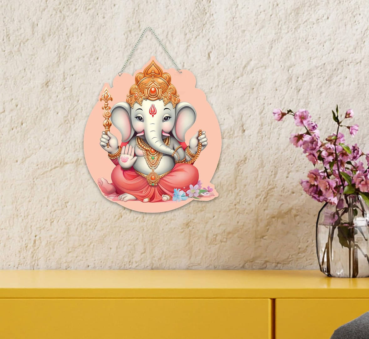 Tiny Shiny Art Religious Ganesha MDF Wooden Hanging for Living Room/Bedroom/Office Gift Decoration Tiny Shiny Art Religious Ganesha MDF Wooden Hanging for Living Room/Bedroom/Office Gift Decoration
