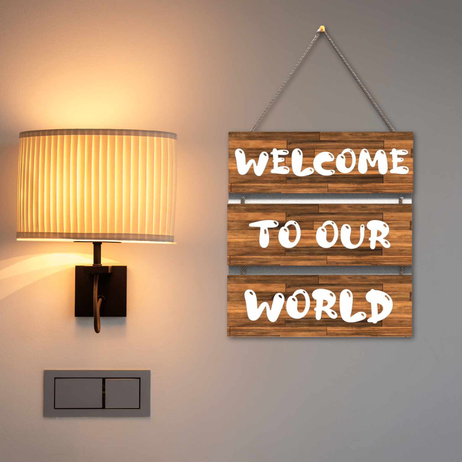     			Tiny Shiny Art Welcome Wooden Wall Hanging Decor Wall Sculpture or Living Room/Bedroom/Office Gift Decoration