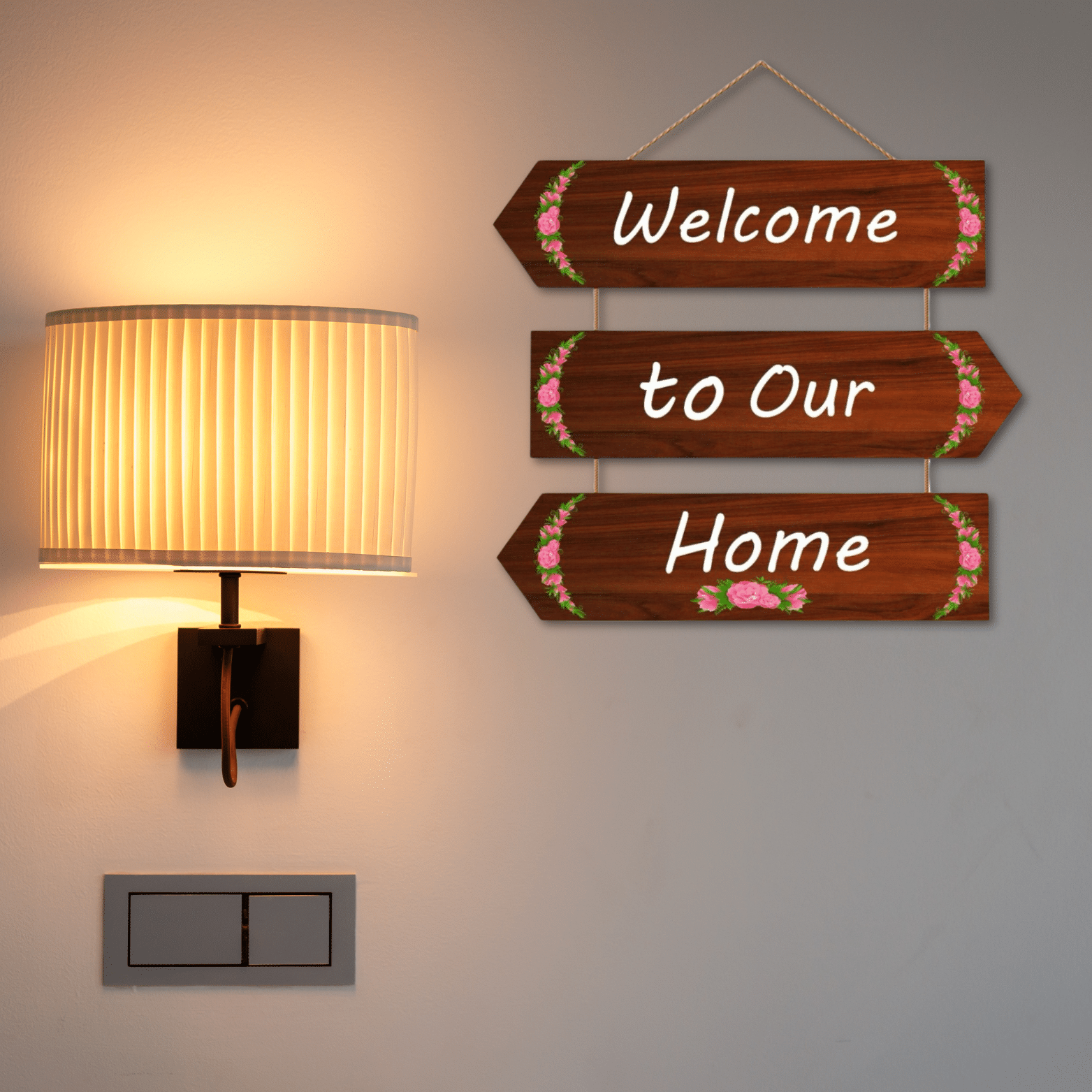     			Tiny Shiny Welcome To Home Art MDF Wooden Hanging for Living Room/Bedroom/Office Gift Decoration