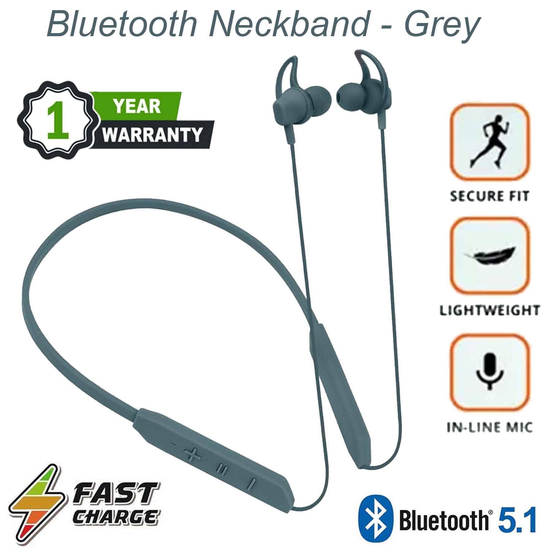     			U7 In-The-Ear Bluetooth Neckband, Wireless Bluetooth Headset, Powerful Bass with Upto 30 hour Talktime - Grey