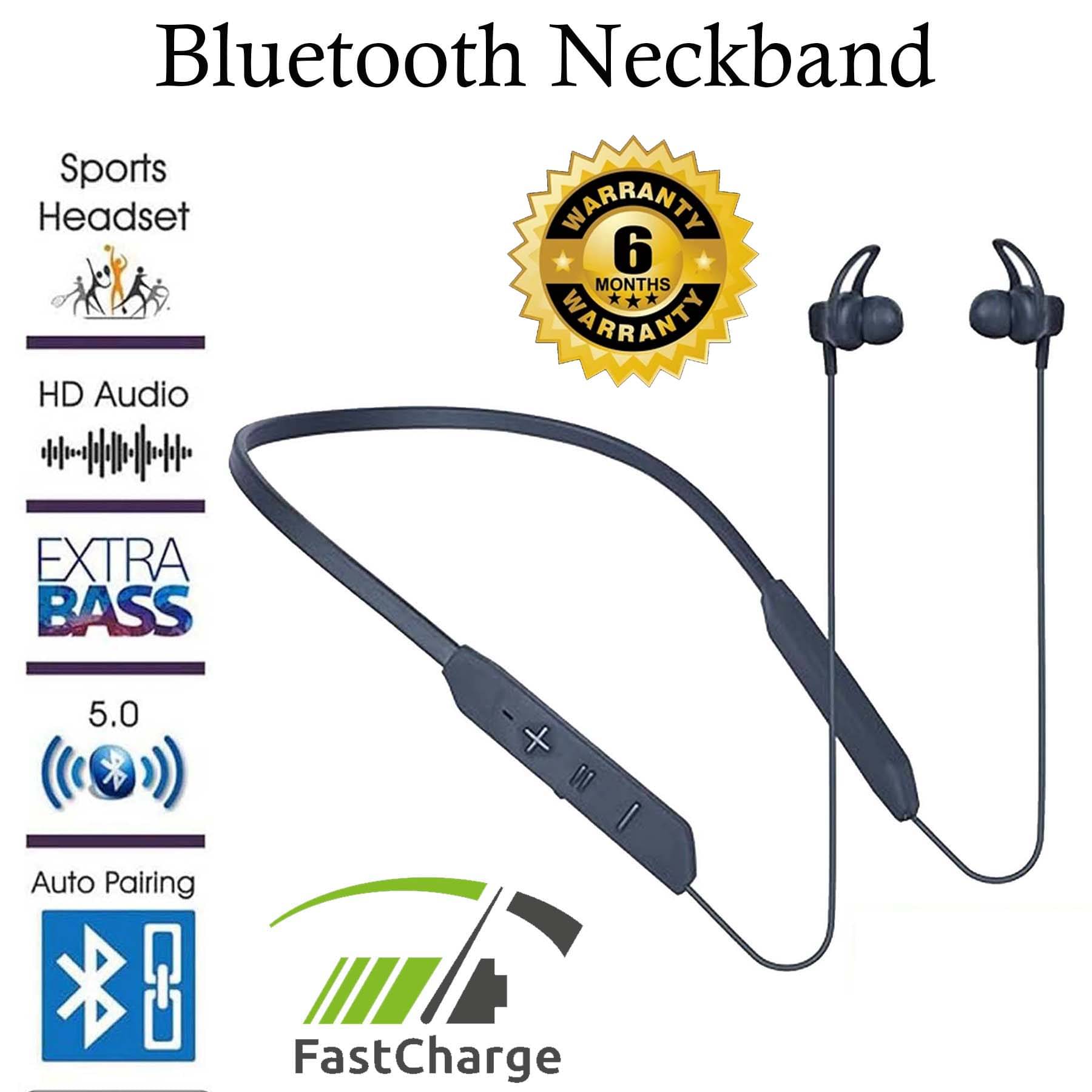     			U7 In-The-Ear Bluetooth Neckband, Bluetooth Headset, Powerful Bass with Upto 30h Talktime - Grey