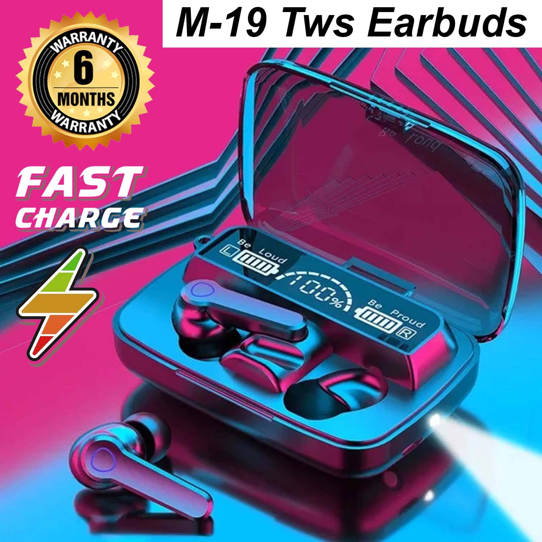     			U7 M-19 True Wireless Earbuds, 30 hours of Playback and Deep Bass, Crystal Clear Call, Fast Charging, 3D Sound, Ultra Low Latency