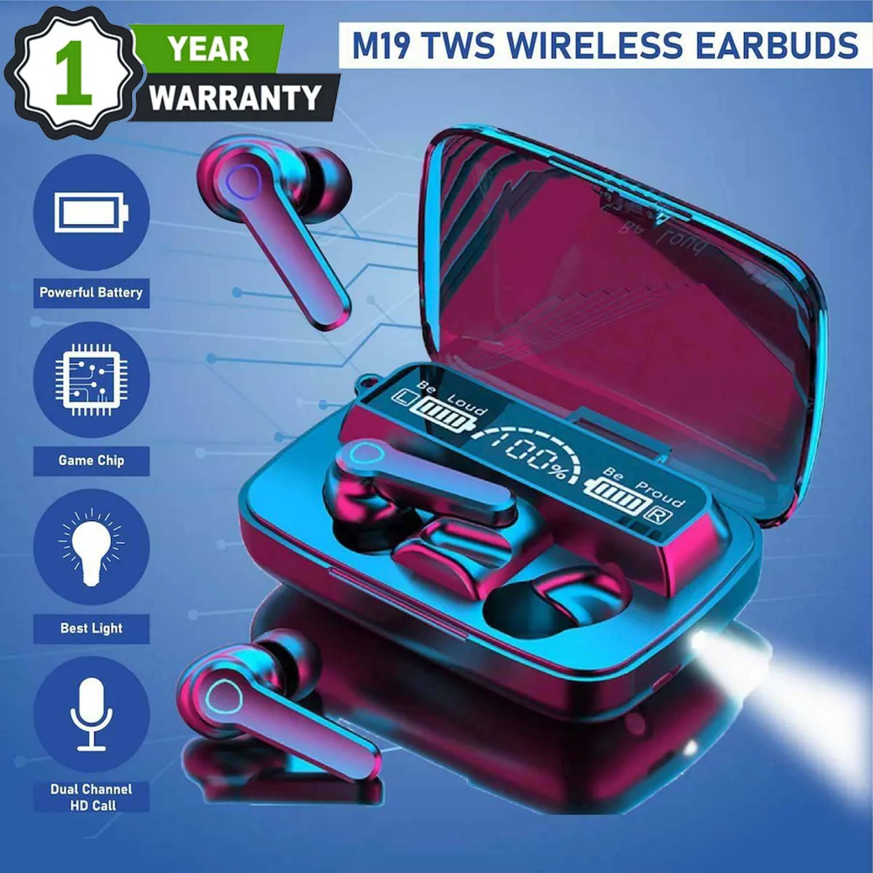     			U7 M-19 True Wireless Earbuds, Upto 30Hr Playtime Fast Charging Dual Pairing, Deep Bass, Gaming, Low Latency (Water Resistant)