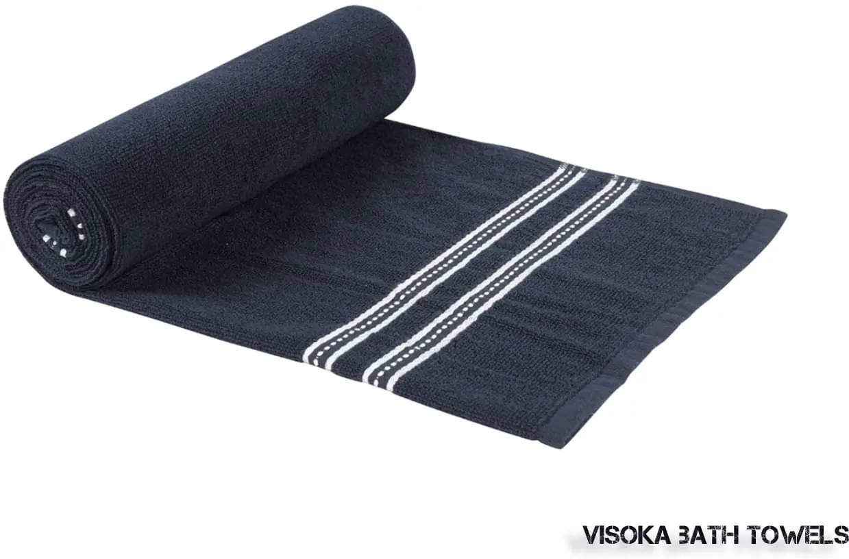    			VISOKA TEX Pack of 1 Cotton 325 -GSM Bath Towel ( Navy Blue )