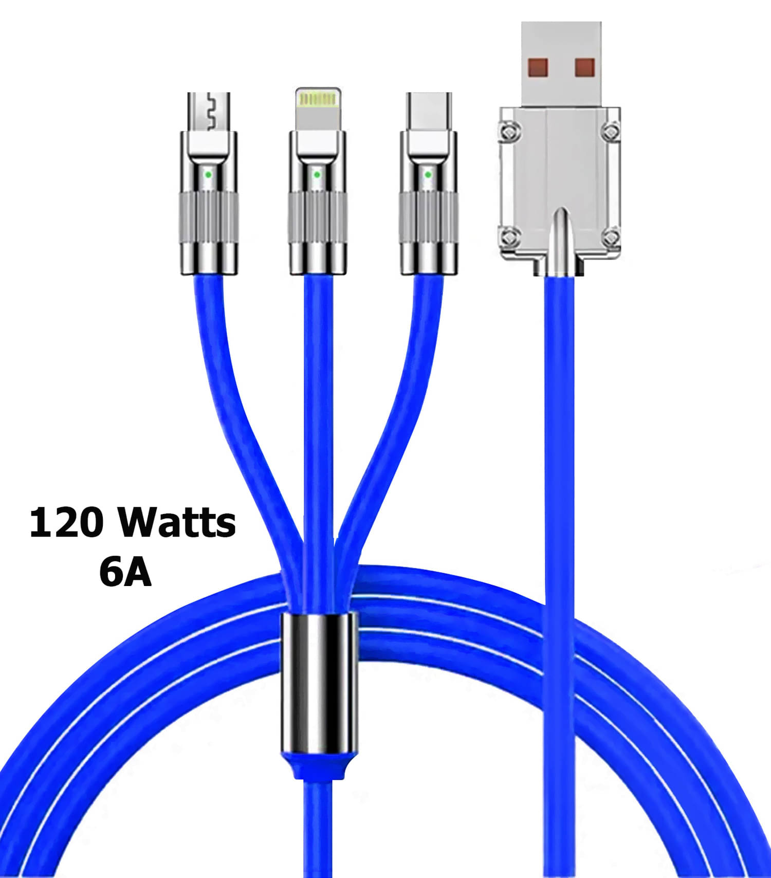 Vertical9 1m Data Cables 3-in-1 Fast Charging Compatible Withall Smartphone - Blue Vertical9 1m Data Cables 3-in-1 Fast Charging Compatible Withall Smartphone - Blue