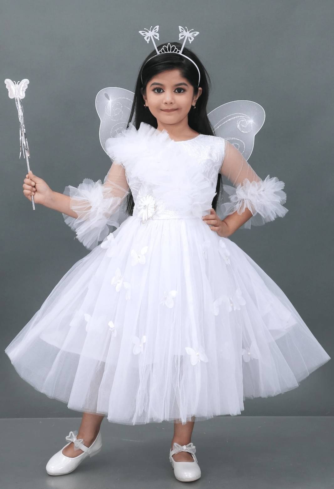     			Villata fashion Net Frock For Girls ( Pack of 1 , White )