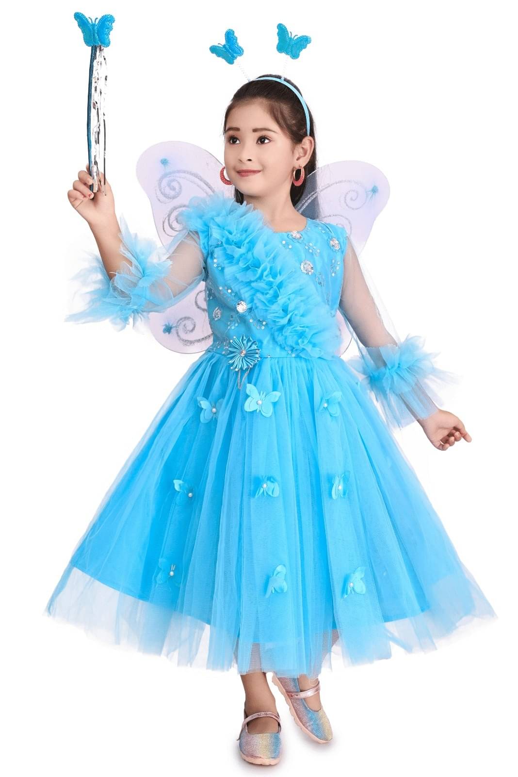     			Villata fashion Net Frock For Girls ( Pack of 1 , Blue )