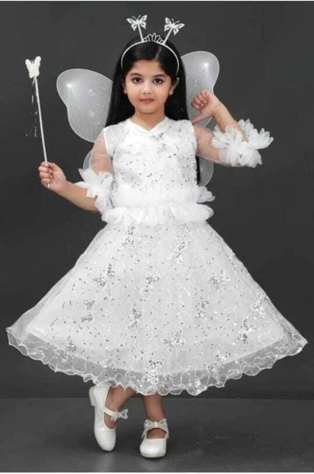     			Villata fashion Net Frock For Girls ( Pack of 1 , White )
