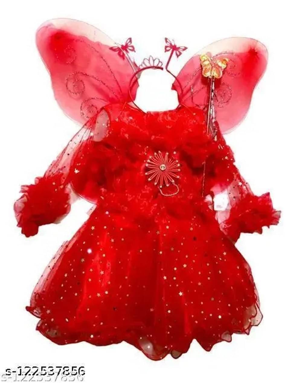     			Villata fashion Net Frock For Girls ( Pack of 1 , Red )