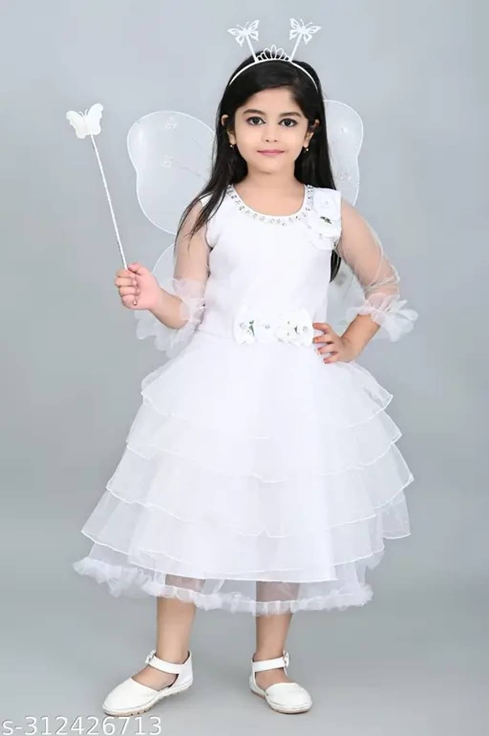     			Villata fashion Net Frock For Girls ( Pack of 1 , White )