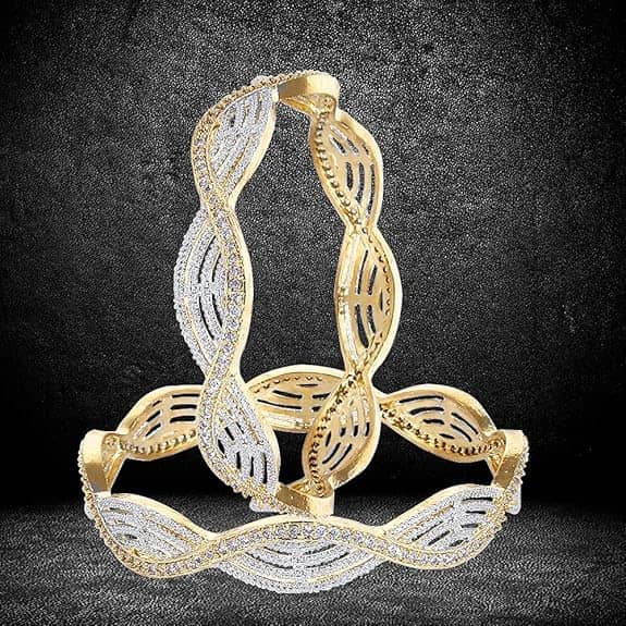 Youbella American Diamond Alloy Golden Bangle Set - Bangles & Bracelets | Buy online on ZillyBuy