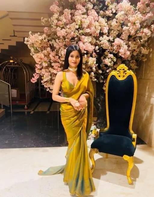 Zumizo Zimmy Choo Self Design Saree With Unstitched Blouse Piece ( Gold ) Zumizo Zimmy Choo Self Design Saree With Unstitched Blouse Piece ( Gold )
