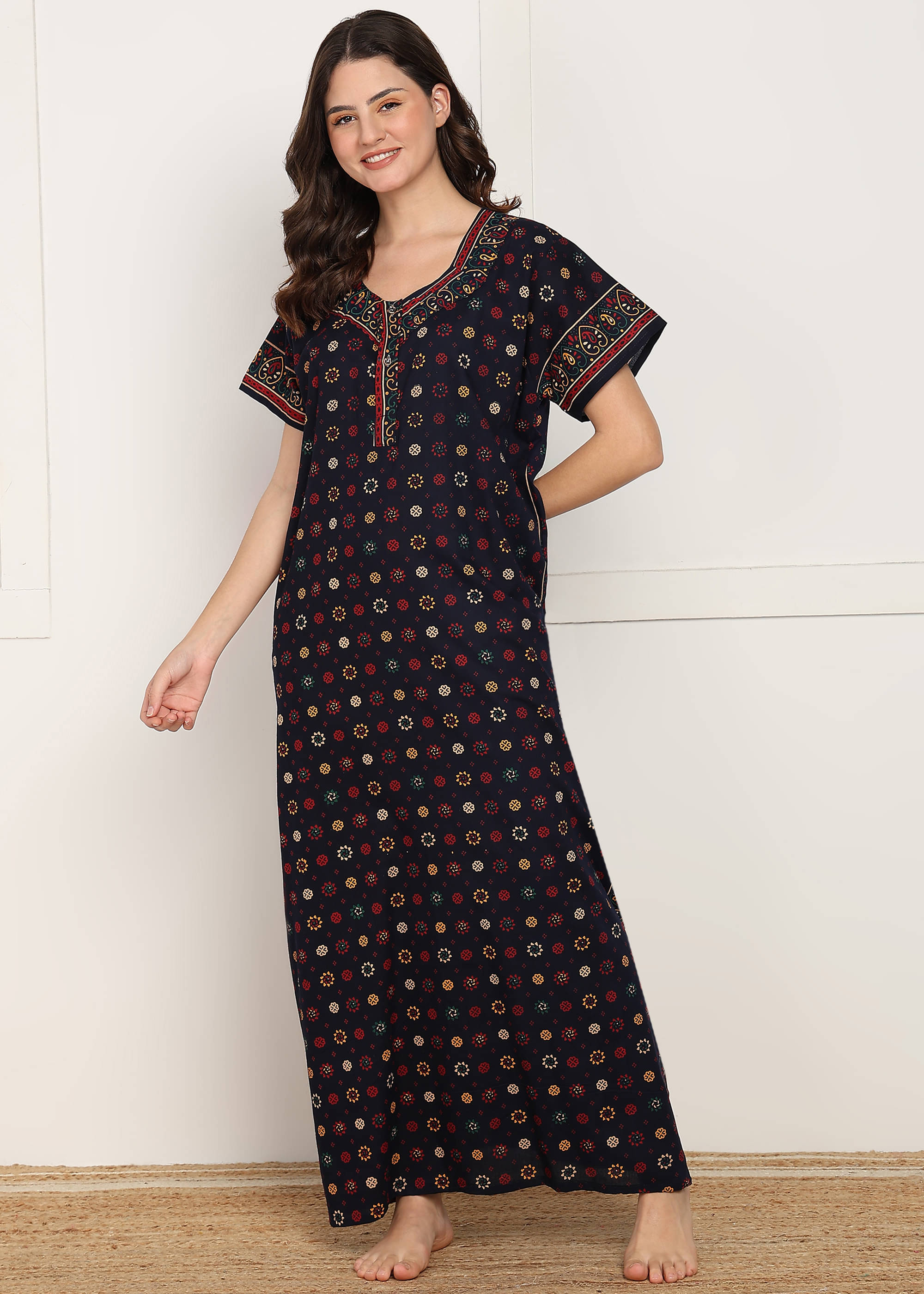     			manidhari fab Black Cotton Women's Nightwear Night Dress ( Pack of 1 )