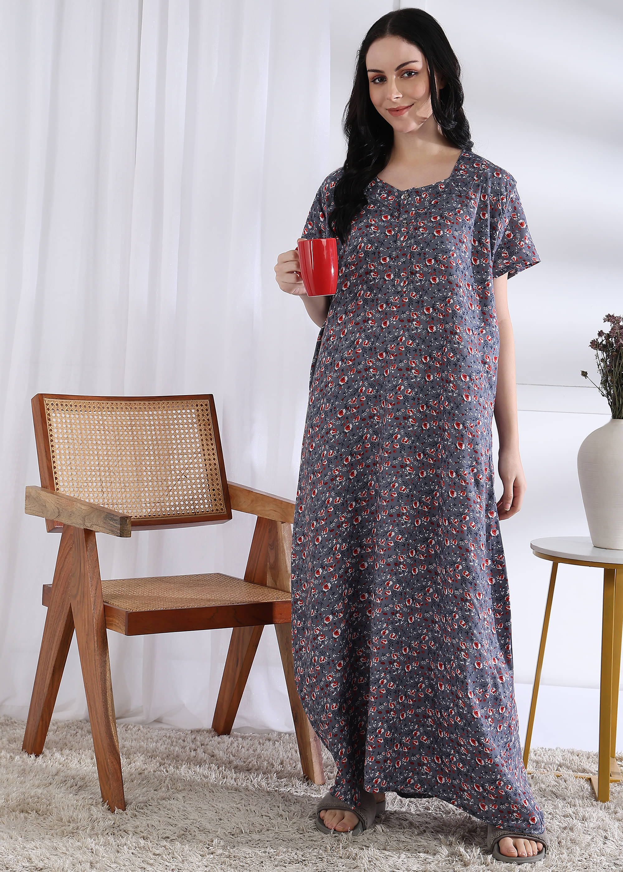 manidhari fab Lavender Cotton Women's Nightwear Night Dress ( Pack of 1 ) manidhari fab Lavender Cotton Women's Nightwear Night Dress ( Pack of 1 )
