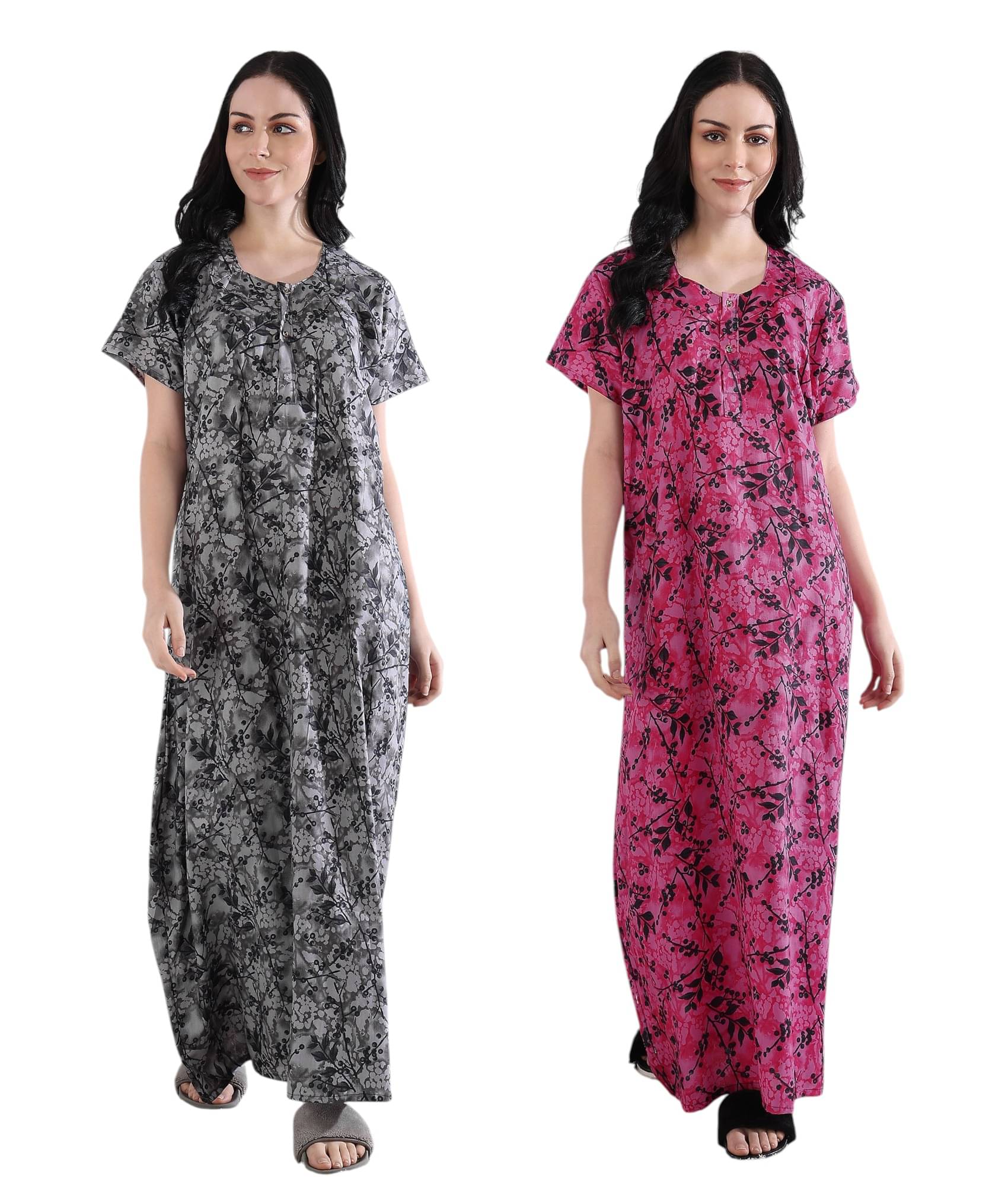     			manidhari fab Multicolor Cotton Women's Nightwear Night Dress ( Pack of 2 )