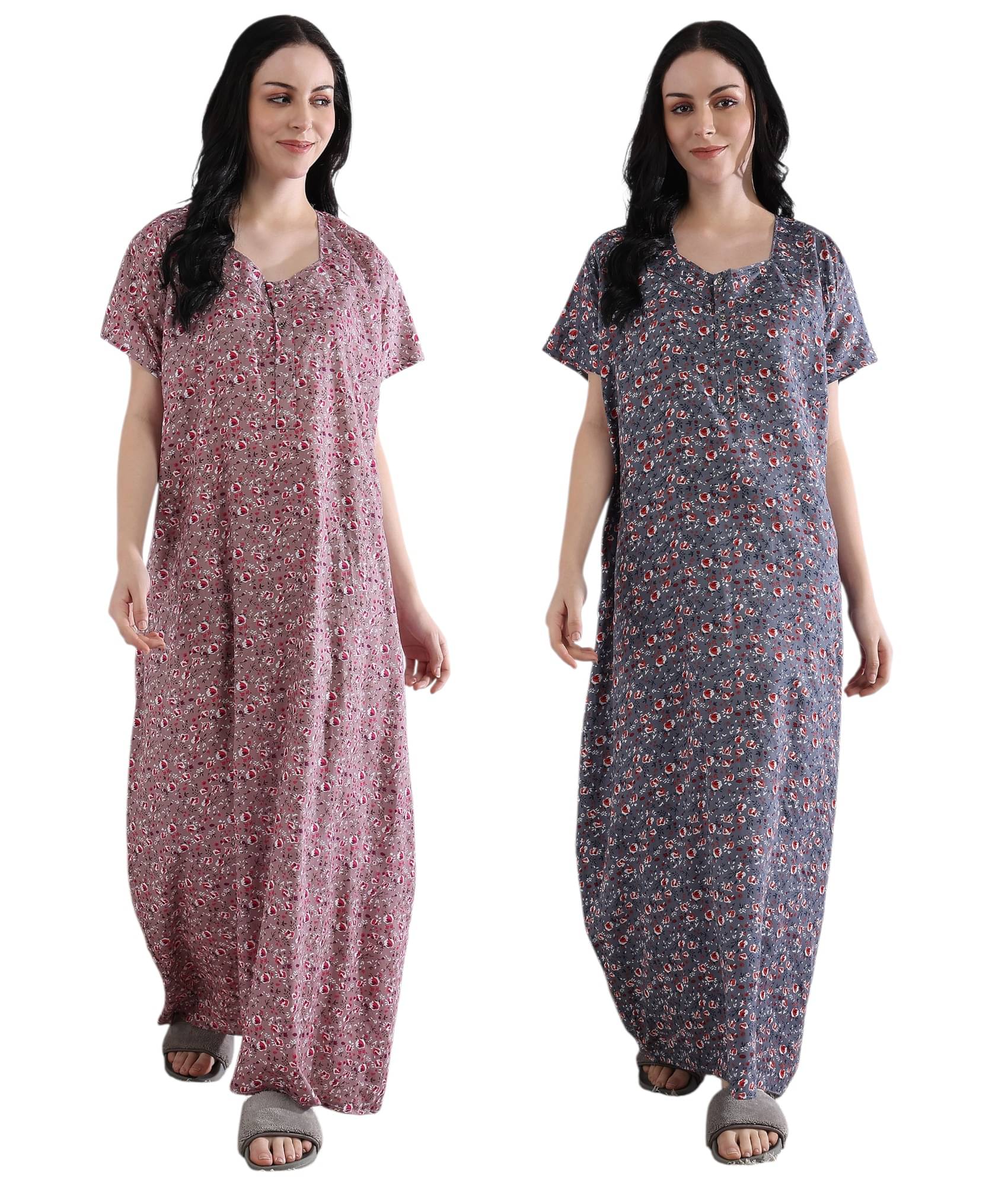     			manidhari fab Multicolor Cotton Women's Nightwear Night Dress ( Pack of 2 )