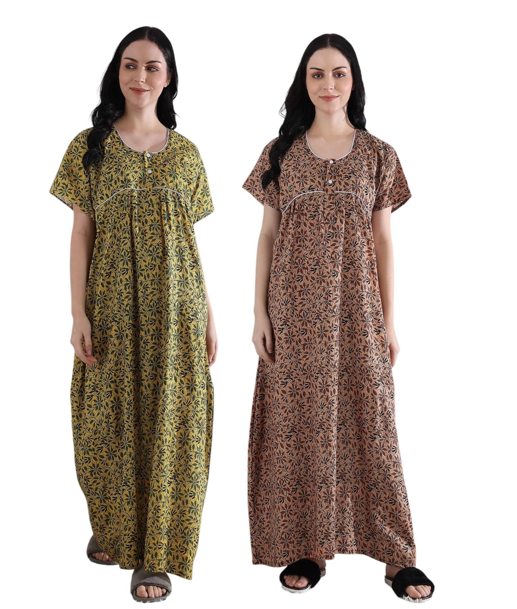     			manidhari fab Multicolor Cotton Women's Nightwear Night Dress ( Pack of 2 )