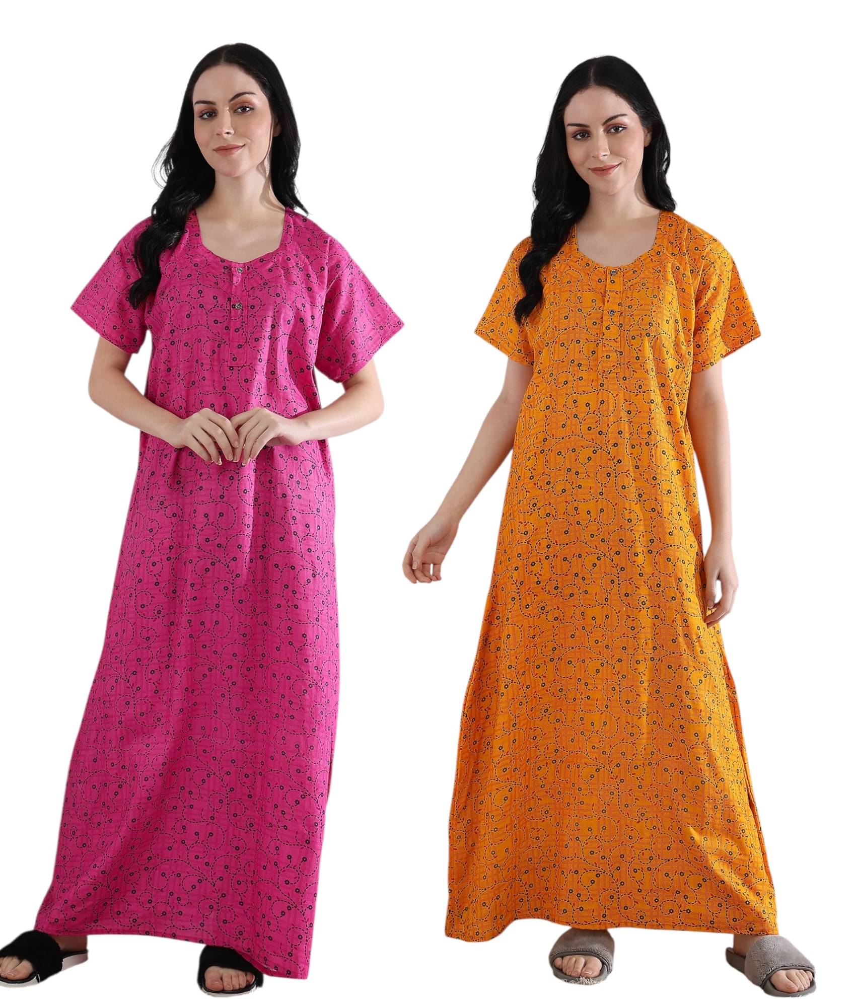     			manidhari fab Multicolor Cotton Women's Nightwear Night Dress ( Pack of 2 )