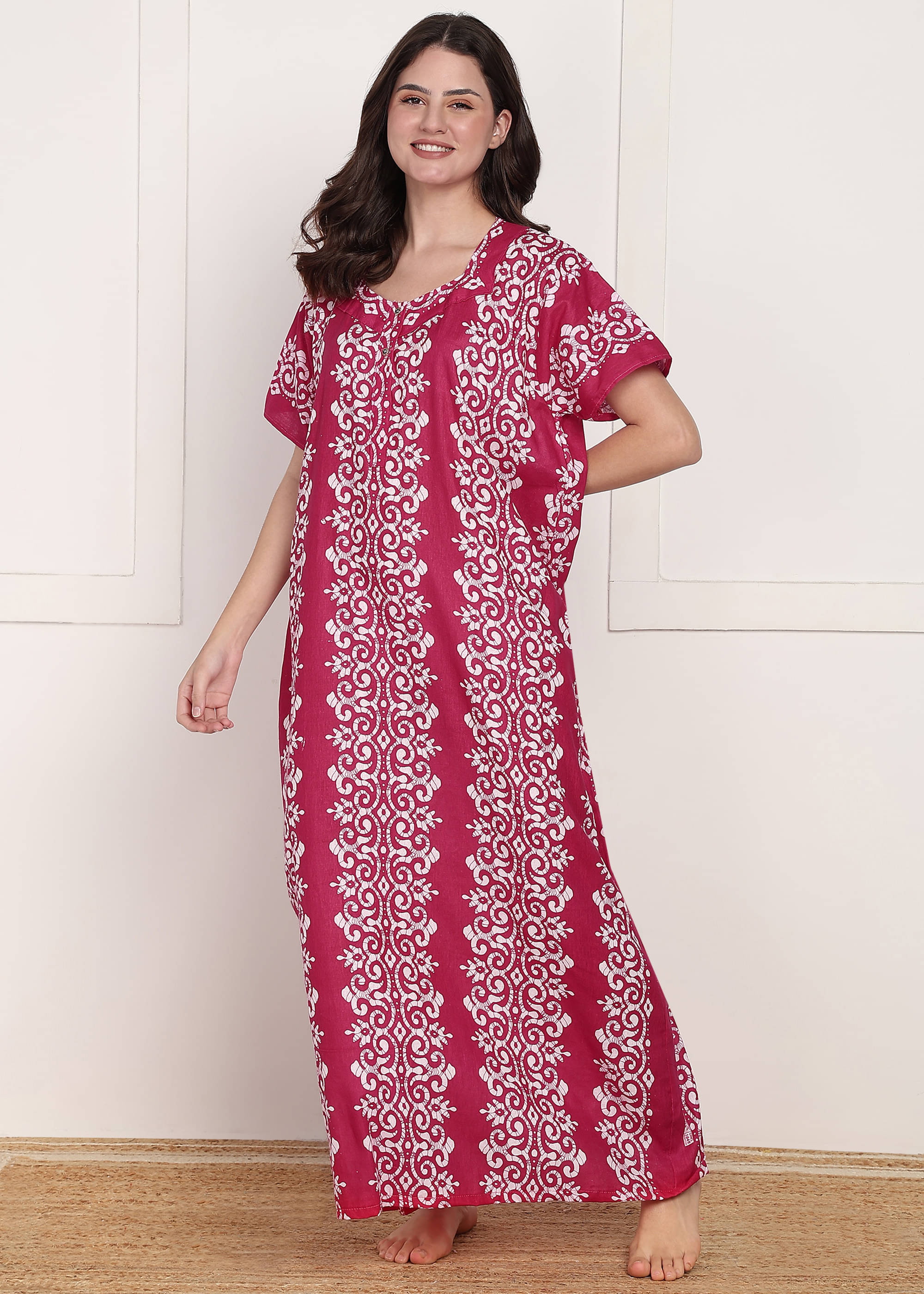     			manidhari fab Pink Cotton Women's Nightwear Night Dress ( Pack of 1 )