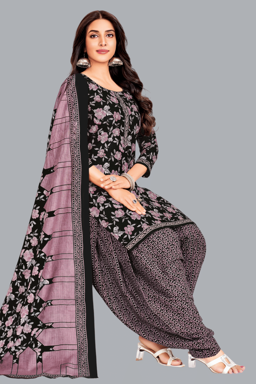     			shree jeenmata collection Women Cotton Unstitched Dress Material ( Blue )