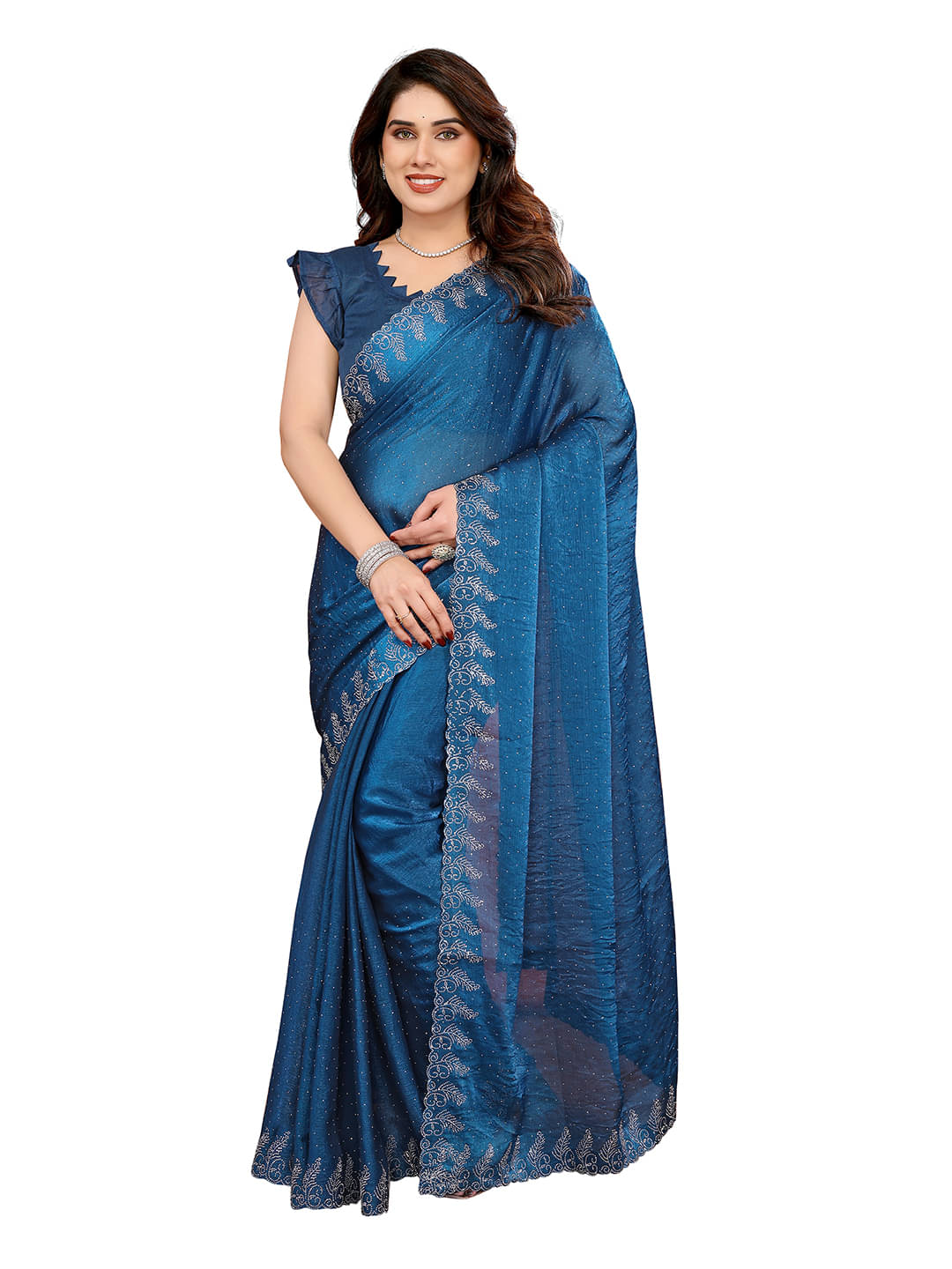 ANAND SAREES Chiffon Woven Kasavu Saree With Unstitched Blouse Piece ( Blue ) ANAND SAREES Chiffon Woven Kasavu Saree With Unstitched Blouse Piece ( Blue )