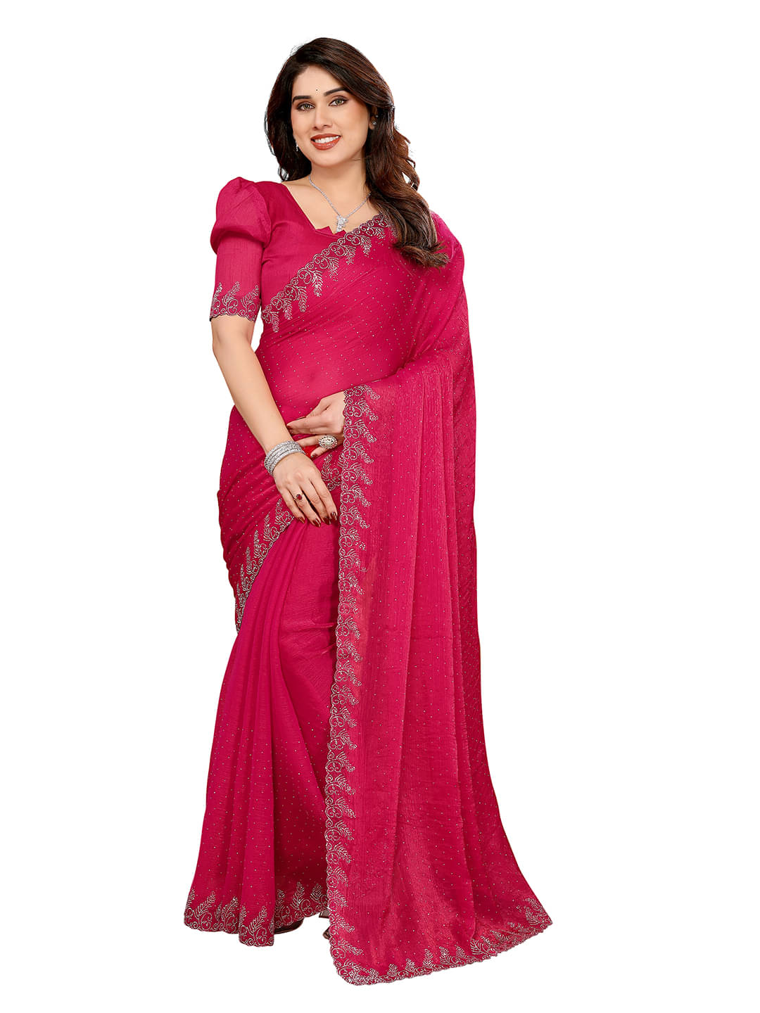     			ANAND SAREES Chiffon Woven Kasavu Saree With Unstitched Blouse Piece ( Pink )