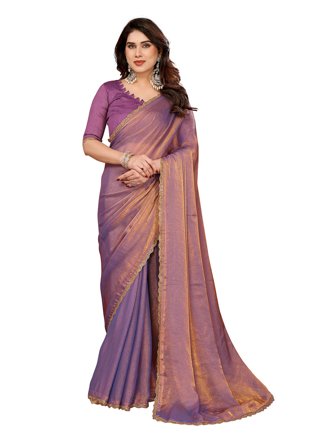 ANAND SAREES Chiffon Woven Kasavu Saree With Unstitched Blouse Piece ( Purple ) ANAND SAREES Chiffon Woven Kasavu Saree With Unstitched Blouse Piece ( Purple )