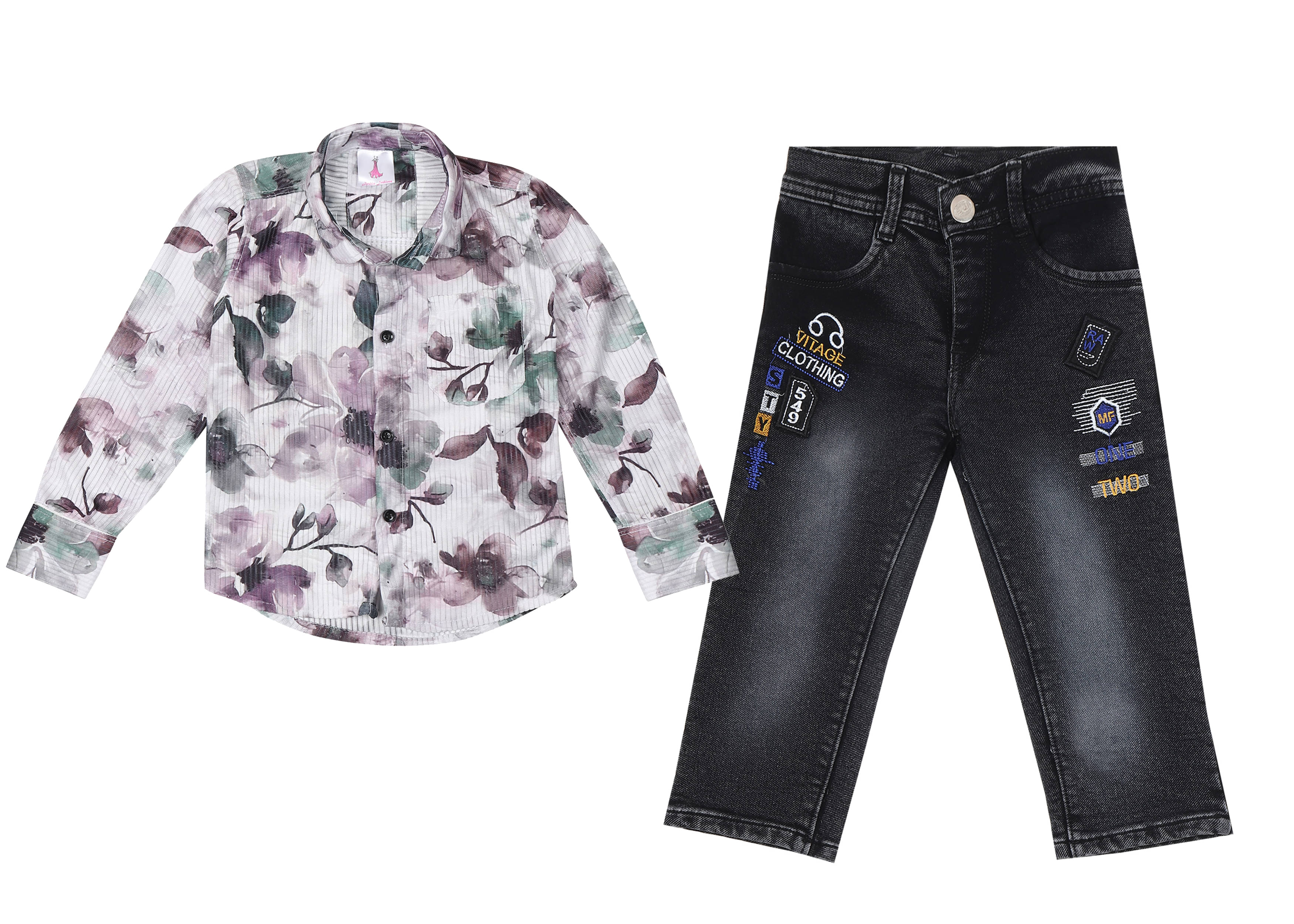     			Arshia Fashions Pack of 1 Boys Denim Shirts & Jeans Set ( Green )