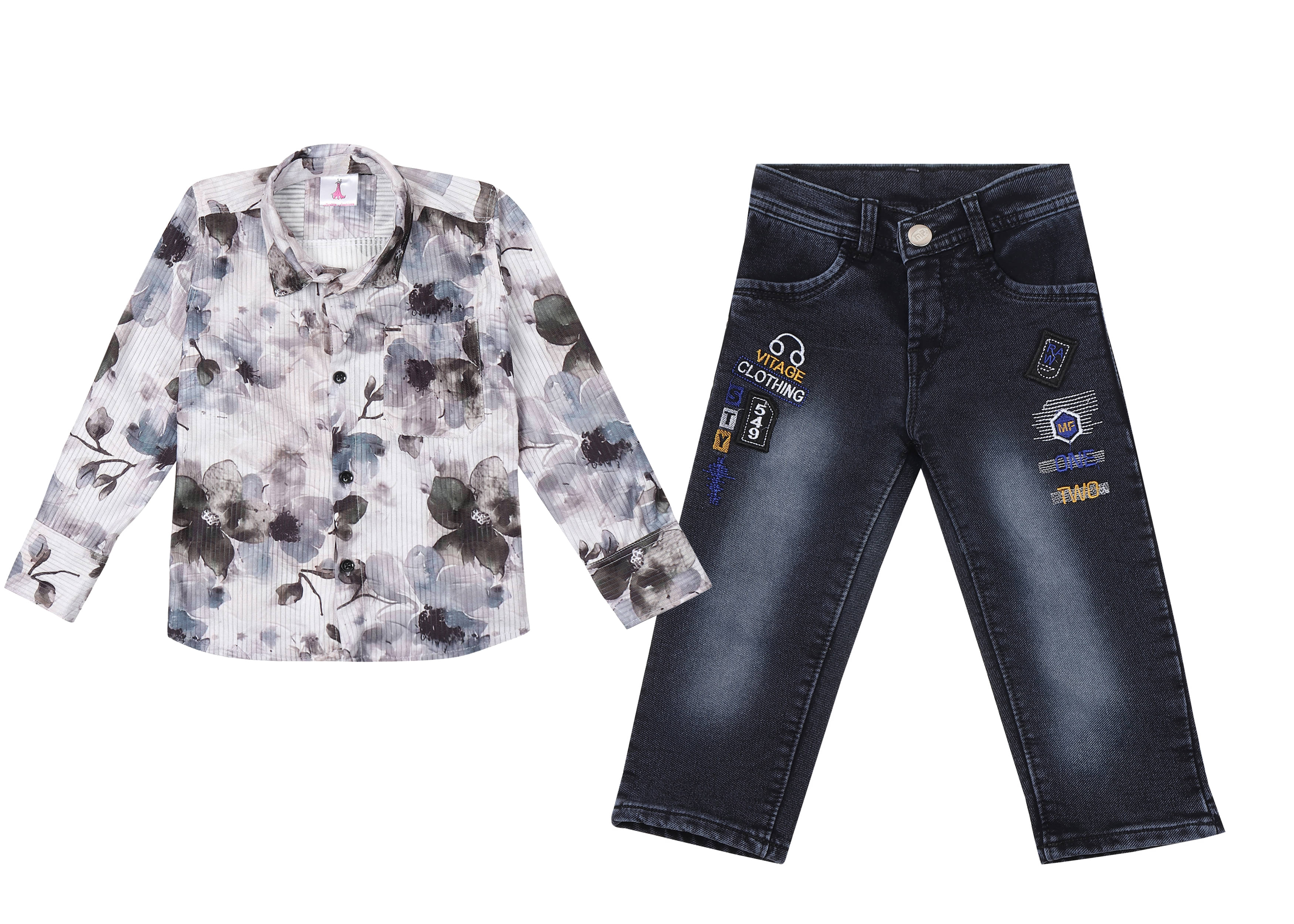     			Arshia Fashions Pack of 1 Boys Denim Shirts & Jeans Set ( Blue )