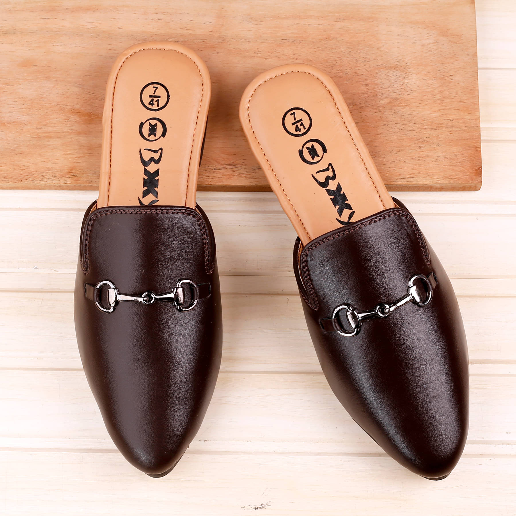     			BXXY Men Casual Mules Open Footwear Brown Men's Mules Shoes