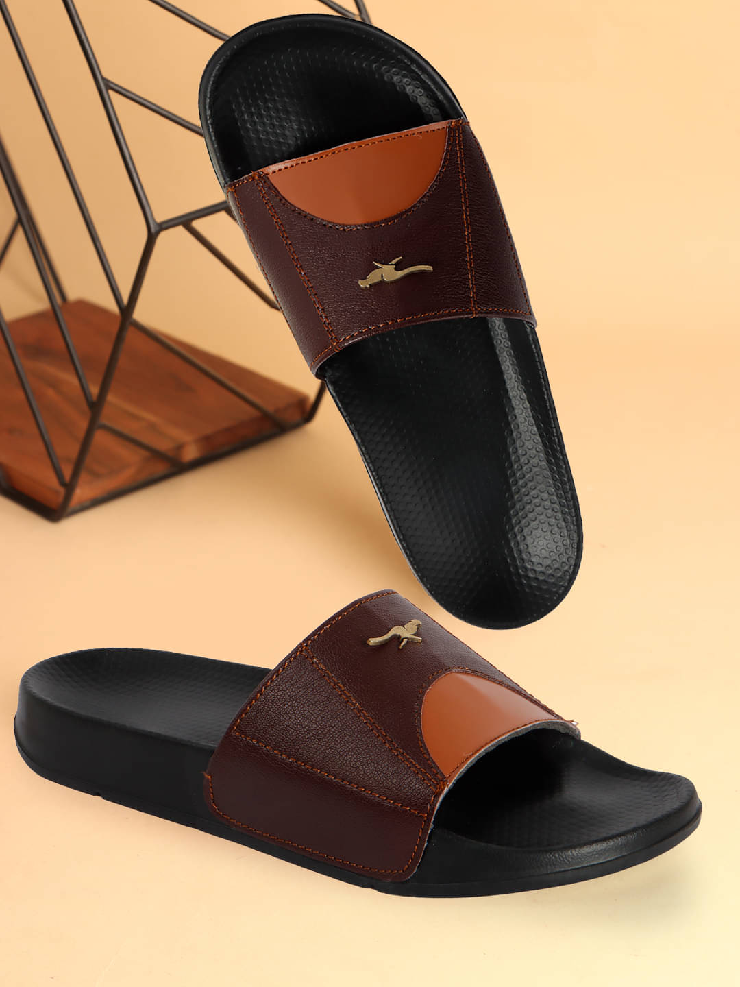     			Clymb Brown Men's Slide Flip Flop