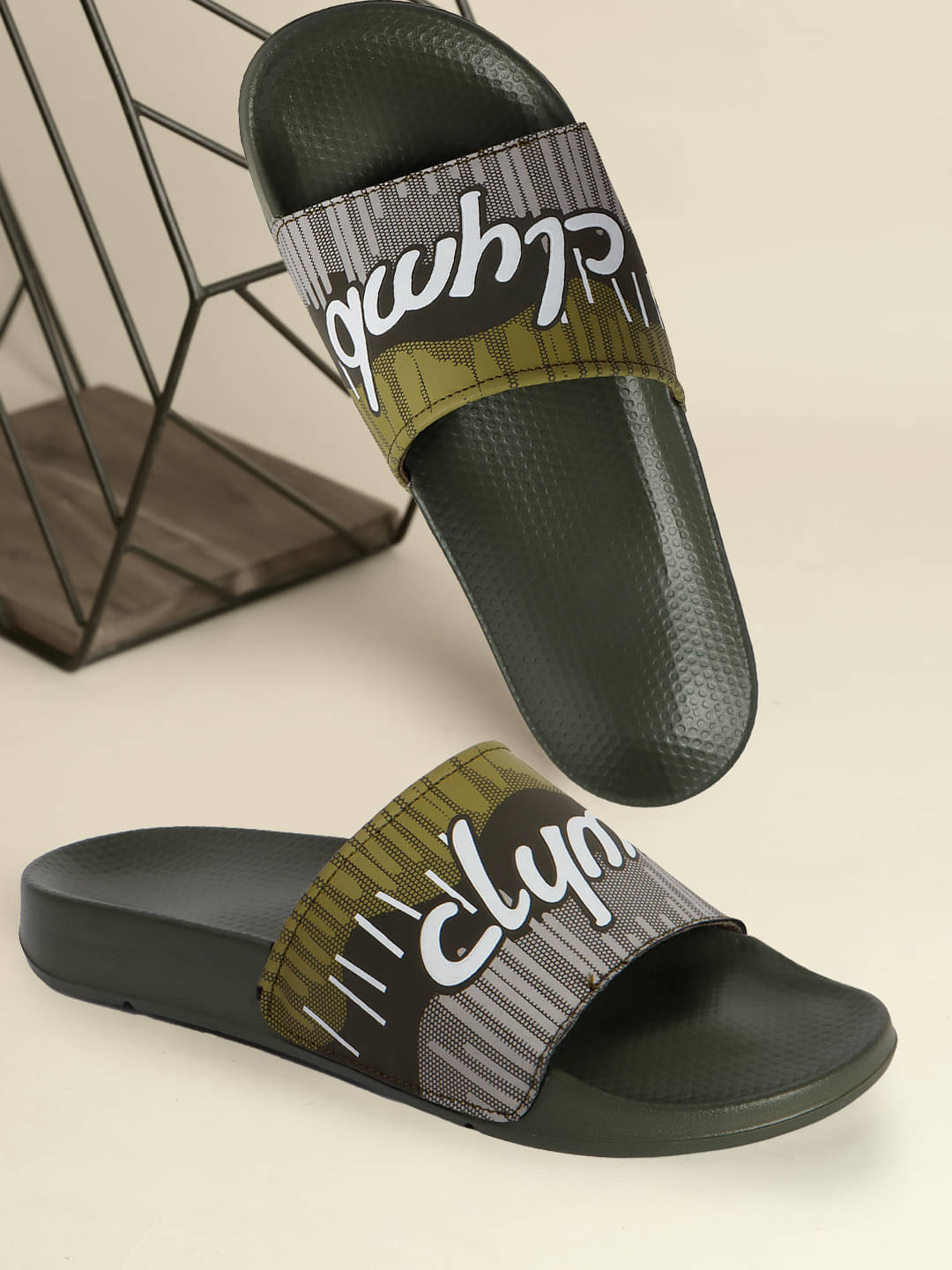     			Clymb Olive Men's Slide Flip Flop
