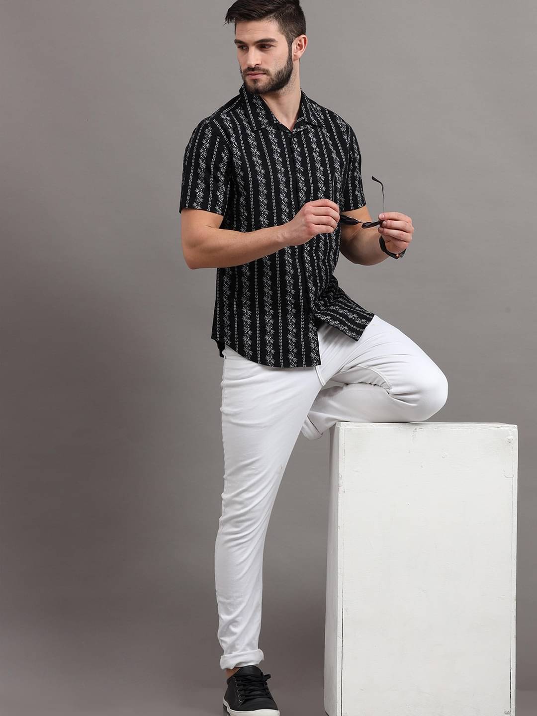 D&B 100% Cotton Regular Fit Printed Half Sleeves Men's Casual Shirt - Black ( Pack of 1 ) D&B 100% Cotton Regular Fit Printed Half Sleeves Men's Casual Shirt - Black ( Pack of 1 )