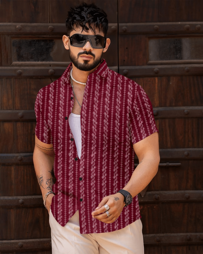 D&B 100% Cotton Regular Fit Printed Half Sleeves Men's Casual Shirt - Red ( Pack of 1 ) D&B 100% Cotton Regular Fit Printed Half Sleeves Men's Casual Shirt - Red ( Pack of 1 )